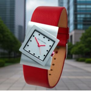 Rolf Cremer Damenuhr Turn 492059 Rot mit Titan-Gehäuse und rotem Lederarmband