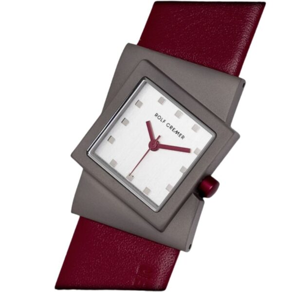 Rolf Cremer Damenuhr Turn 492059 Rot mit Titan-Gehäuse und rotem Lederarmband