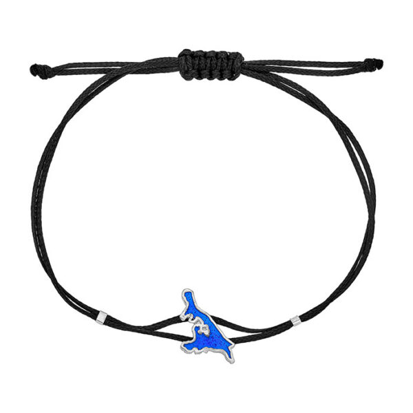 Armband Silber Usedom „Meeresblick” aus 925er Silber mit blauer Emaille und schwarzem Satinband