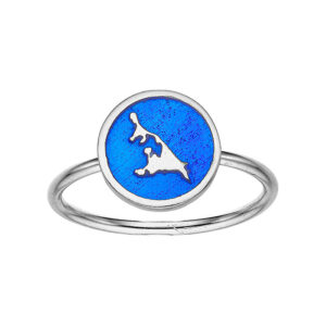 Ring Silber Usedom Insel „Blaue See” – handgefertigter 925er Silberring mit blauer Emaille