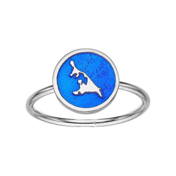Ring Silber Usedom Insel „Blaue See” – handgefertigter 925er Silberring mit blauer Emaille