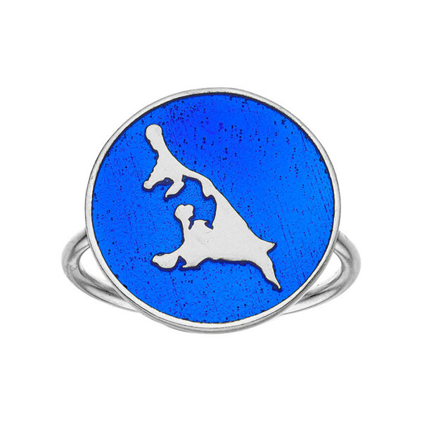 Ring Silber Usedom Insel „Blaue See” mit blauer Emaille, 925 Silber rhodiniert, Silberring