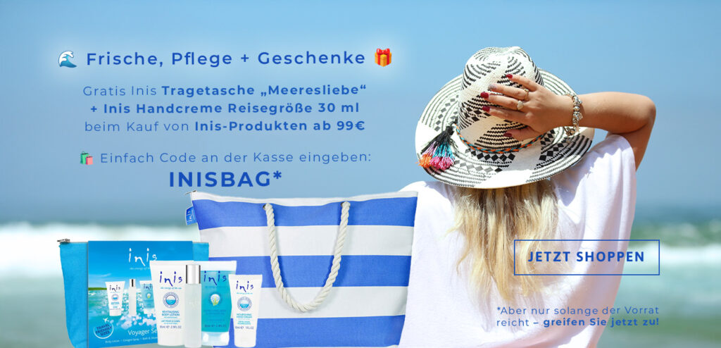 Inis Sommeraktion – Gratis Tragetasche „Meeresliebe“ und Inis Handcreme Reisegröße 30 ml ab 99€ Einkaufswert
