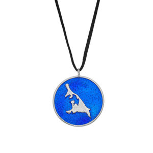 Halskette Silber Usedom „Blaue See” mit blauer Emaille, handgefertigt, Unisex, maritimer Schmuck