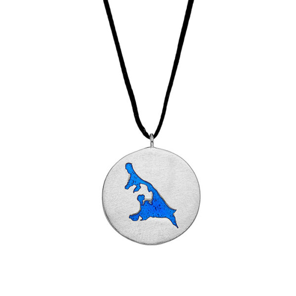 Halskette Silber Usedom Insel „Inselträume”, Silberkette 925 rhodiniert mit blauer Emaille, Silberschmuck aus Usedom