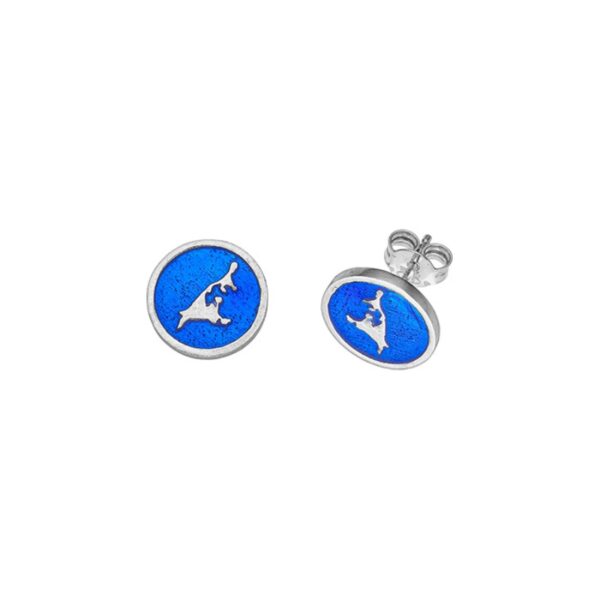 Ohrstecker Silber Usedom Insel „Blaue See” aus 925er Silber mit blauer Emaille, handgefertigt, Unisex.