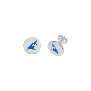 Ohrstecker Silber Usedom Insel aus 925er Silber mit blauer Emaille, Unisex, handgefertigt, 11 mm