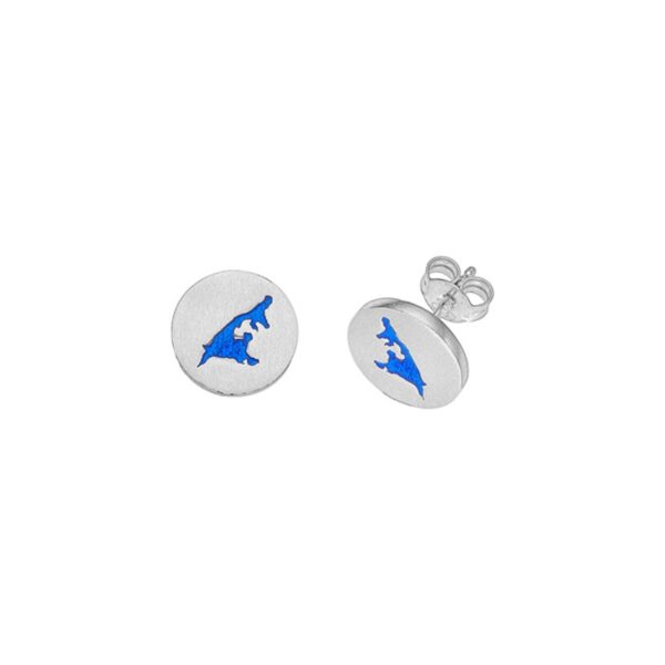 Ohrstecker Silber Usedom Insel aus 925er Silber mit blauer Emaille, Unisex, handgefertigt, 11 mm