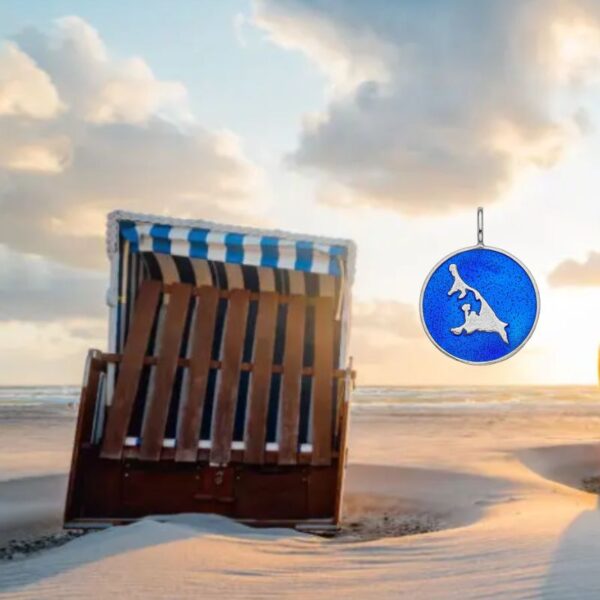 Anhänger Silber „Blaue See“ mit blauer Emaille, 18 mm, Usedom Insel Kollektion