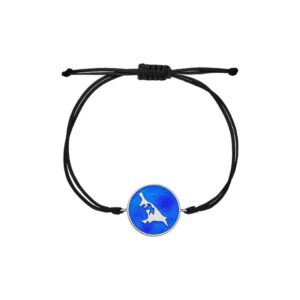 Armband Silber Usedom Insel Blaue See mit blauer Emaille und Makramee-Schnur, Schmuckstück aus Usedom