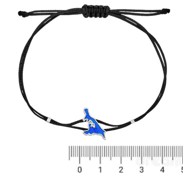 Armband Silber Usedom „Meeresblick” aus 925er Silber mit blauer Emaille und schwarzem Satinband