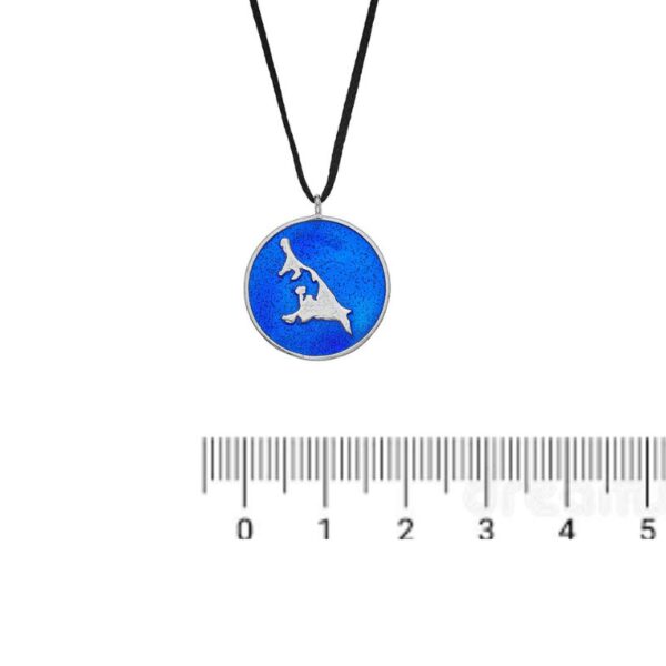 Halskette Silber Usedom „Blaue See” mit blauer Emaille, handgefertigt, Unisex, maritimer Schmuck