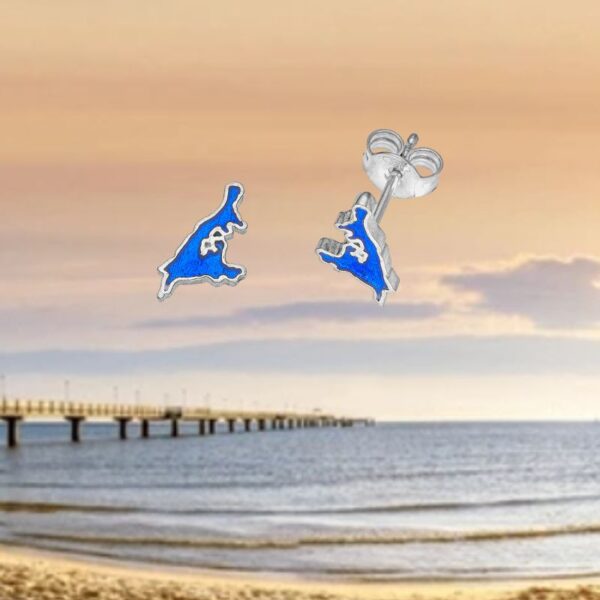 Ohrstecker Silber Usedom „Meeresblick“ aus der Usedom Kollektion – blaue Emaille, aus 925er Silber, elegant, Unisex, Silberschmuck
