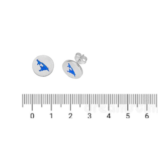 Ohrstecker Silber Usedom Insel aus 925er Silber mit blauer Emaille, Unisex, handgefertigt, 11 mm