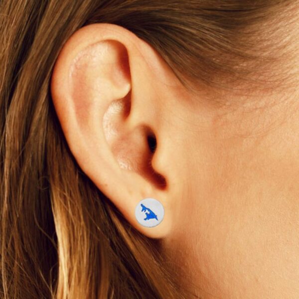 Ohrstecker Silber Usedom Insel aus 925er Silber mit blauer Emaille, Unisex, handgefertigt, 11 mm