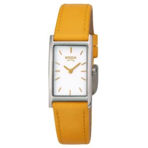 BOCCIA Titanium Damenuhr 3304-05 – Titan-Damenuhr mit hellem Zifferblatt und gelbem Lederband