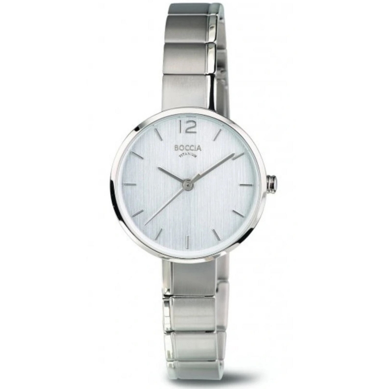 BOCCIA Titanium Damenuhr Style 3308-01 Silber BOCCIA Titanium Damenuhr Style 3308-01 Silber – runde Titan-Damenuhr mit silberfarbenem Zifferblatt und Titanarmband