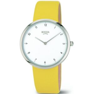 BOCCIA Titanium Damenuhr 3309-11 – Titan-Damenuhr mit gelbem Lederband und hellem Zifferblatt