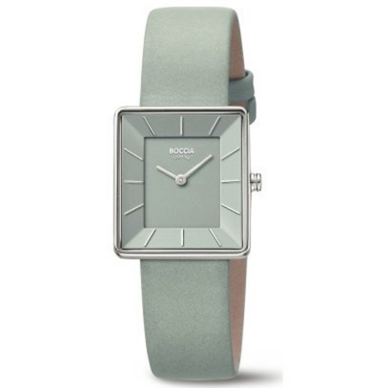 BOCCIA Titanium Damenuhr 3351-01 Grün BOCCIA Titanium Damenuhr 3351-01 Grün – Titan-Damenuhr mit grünem Lederband und grünem Zifferblatt