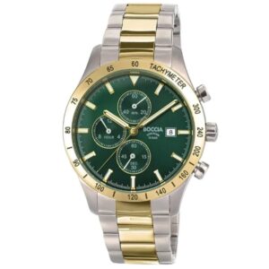 BOCCIA Titanium Herrenuhr 3739-05 – Titan Herrenuhr mit Bicolor-Gliederarmband und Chronographfunktion