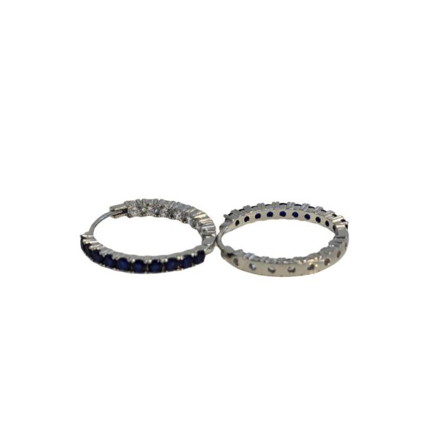 Creole Silber „Blue Line“ – rhodinierte Silbercreolen mit blauen und weißen Zirkonia-Steinen
