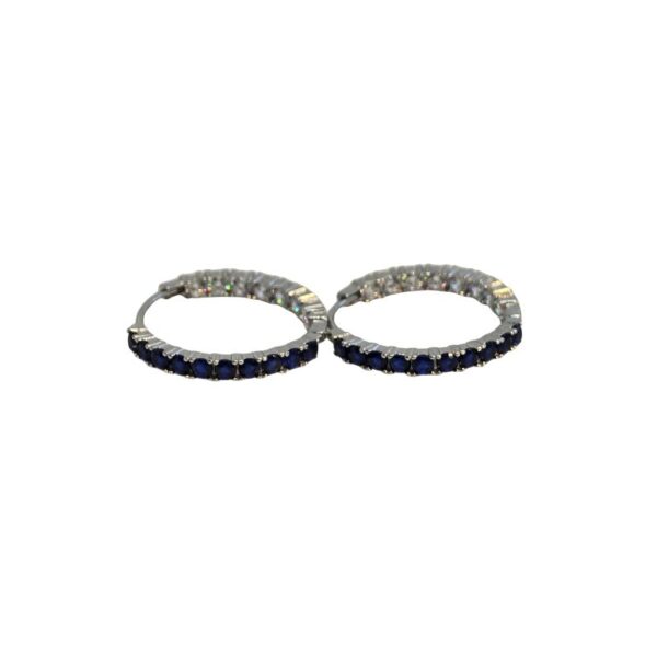 Creole Silber „Blue Line“ – rhodinierte Silbercreolen mit blauen und weißen Zirkonia-Steinen