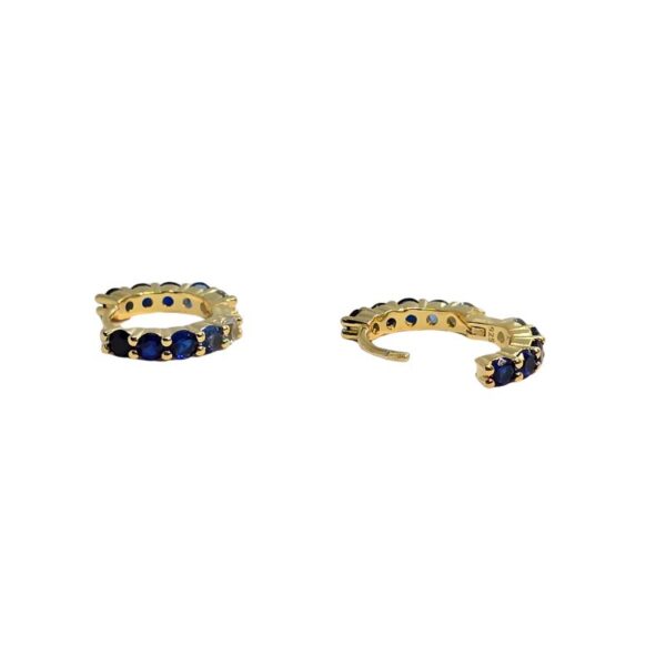 Creole Silber Vergoldet „Blue Harmony“ – 24K vergoldete Creolen mit blauen Zirkonia-Steinen