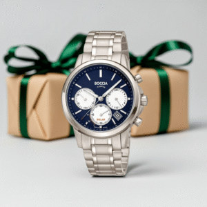 BOCCIA Titanium Solar Herrenuhr 3742-03 Chronograph Blau
