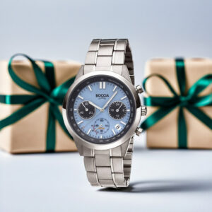BOCCIA Titanium Solar Herrenuhr 3737-01 Chronograph Blau