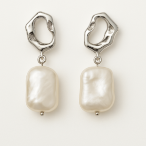 Perlenohrringe Silber „Wellentanz“ - elegante Ohrringe mit echten Barockperlen