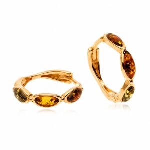 Creolen Bernstein Silber 925 24ct. vergoldet „Sonnenbogen“ Mix