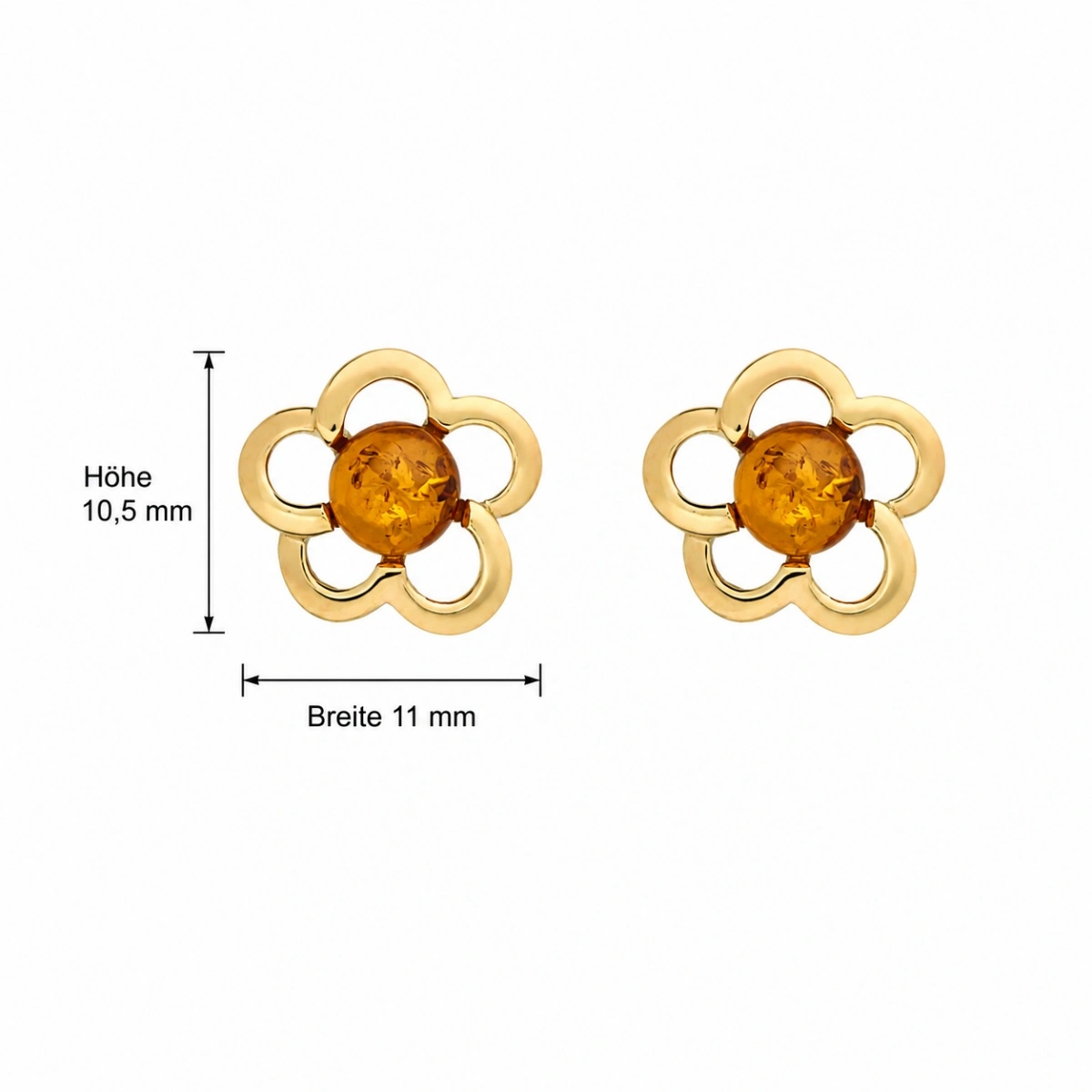 ohrstecker-gold-375-bernstein-bluettenblaetter-lineal Ohrstecker Gold 375 Bernstein Blütenblätter - schöne Ohrringe für Damen.