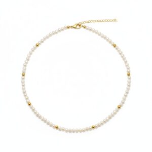 Perlenkette Vergoldet „Zarter Glanz“ - zeitlose Eleganz, zarter Perlenglanz und hochwertige Materialien aus der Natur