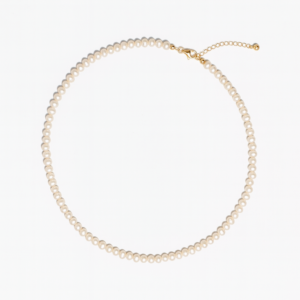 Perlenkette Silber „Reiner Perlenglanz“ Vergoldet mit weißen Süßwasserperlen in runder Form, minimalistisch und elegant