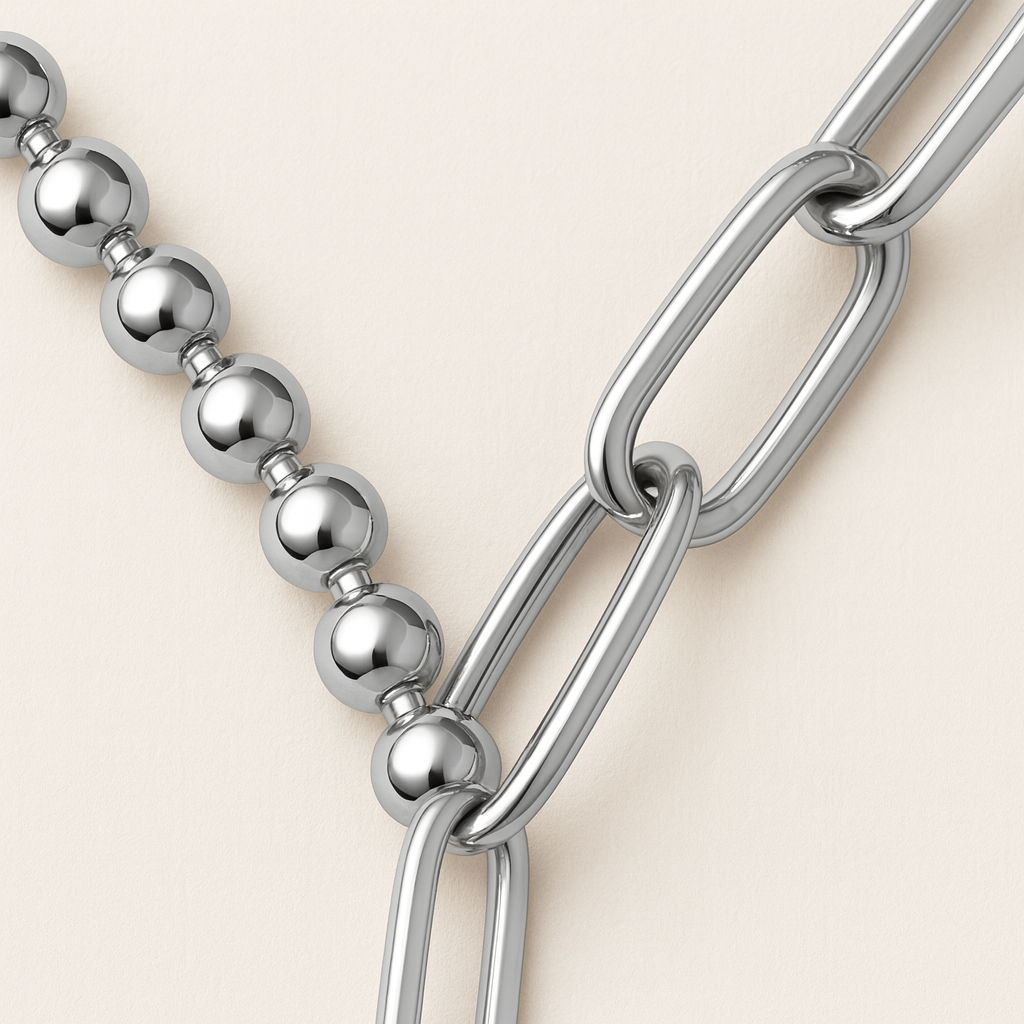 Perlenkette Silber „Küstenglanz” Perlenkette Silber „Küstenglanz” kombiniert echte Süßwasserzuchtperlen mit edlem Silber