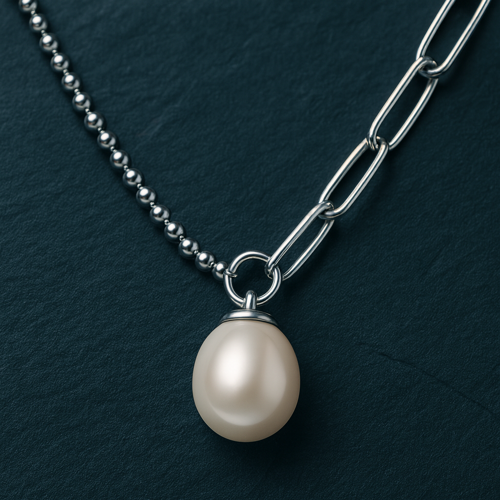 Perlenkette Silber „Küstenglanz” Perlenkette Silber „Küstenglanz” kombiniert echte Süßwasserzuchtperlen mit edlem Silber