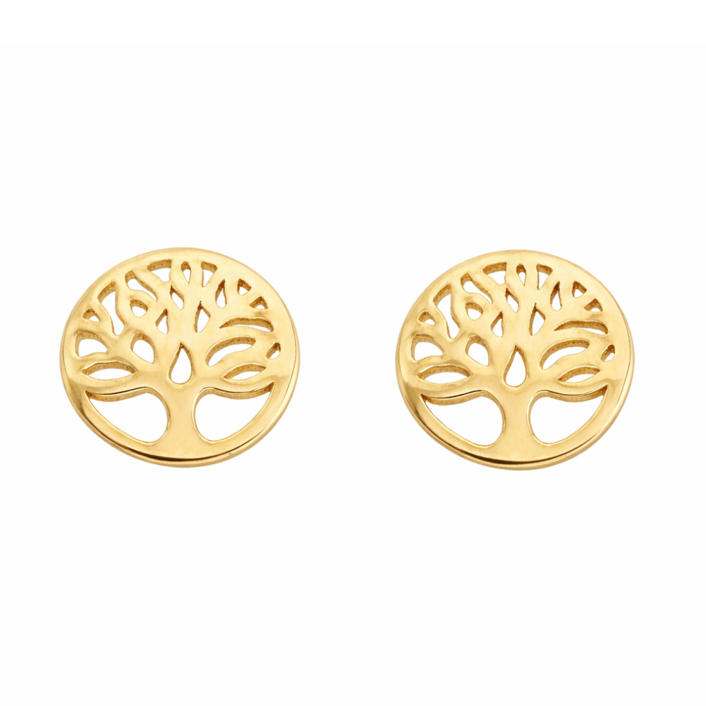 Ohrstecker Gold 333 „Lebensbaum” Runde Ohrstecker Gold 333 „Lebensbaum”mit offen gearbeitetem Lebensbaum-Motiv, Valentinstagsgeschenk