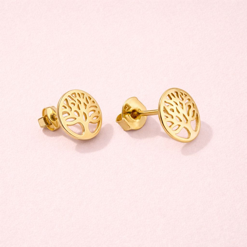 Ohrstecker Gold 333 „Lebensbaum” Runde Ohrstecker Gold 333 „Lebensbaum”mit offen gearbeitetem Lebensbaum-Motiv