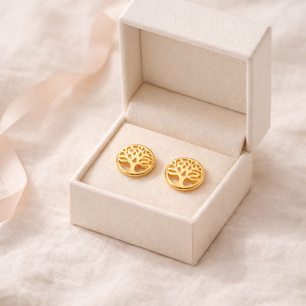 Ohrstecker Gold 333 „Lebensbaum” Runde Ohrstecker Gold 333 „Lebensbaum”mit offen gearbeitetem Lebensbaum-Motiv