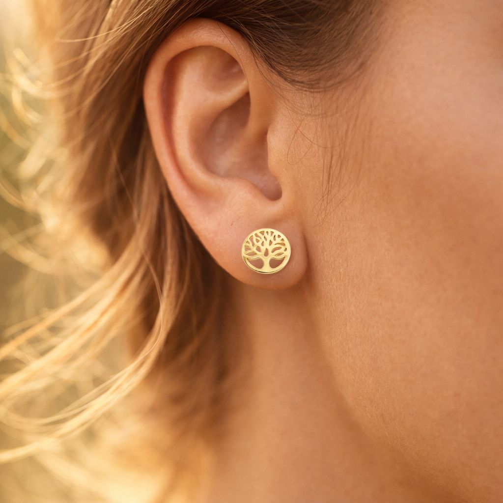 Ohrstecker Gold 333 „Lebensbaum” Runde Ohrstecker Gold 333 „Lebensbaum”mit offen gearbeitetem Lebensbaum-Motiv