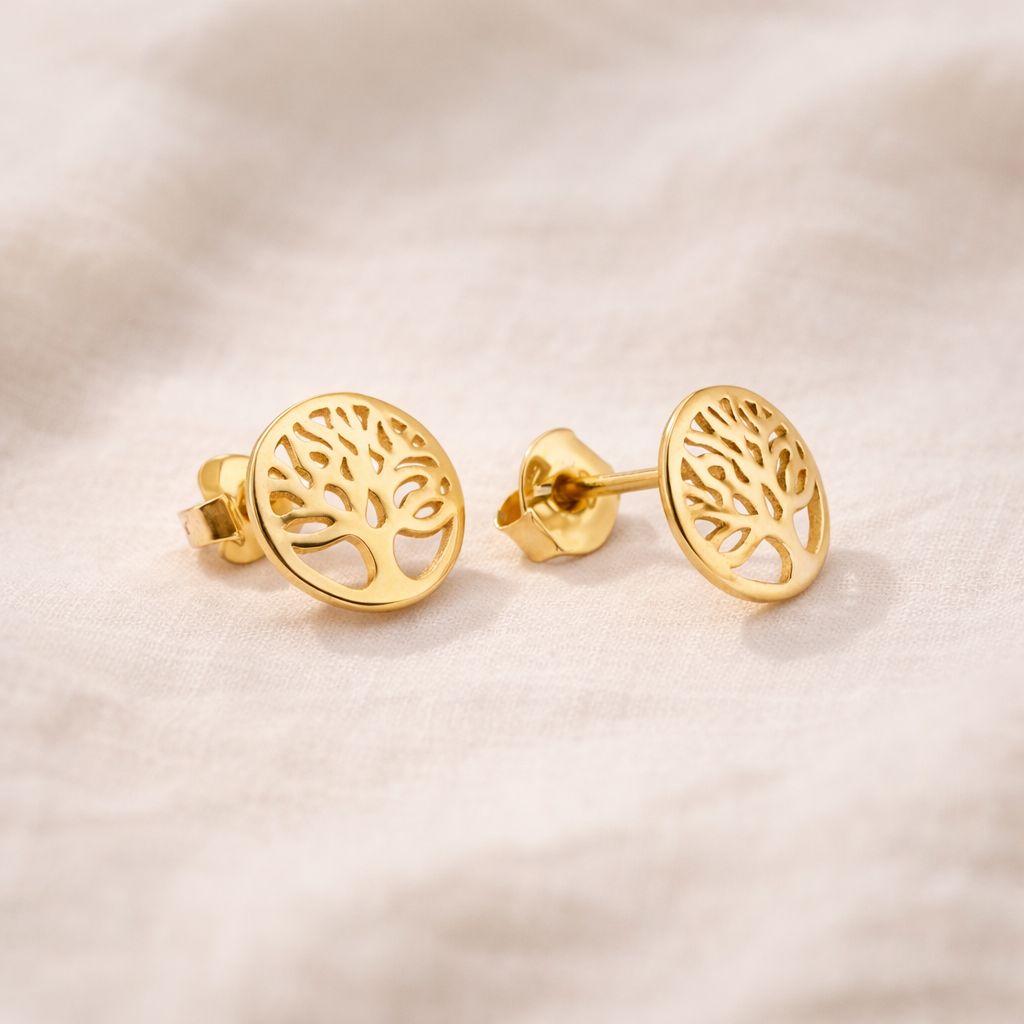 Ohrstecker Gold 333 „Lebensbaum” Runde Ohrstecker Gold 333 „Lebensbaum”mit offen gearbeitetem Lebensbaum-Motiv