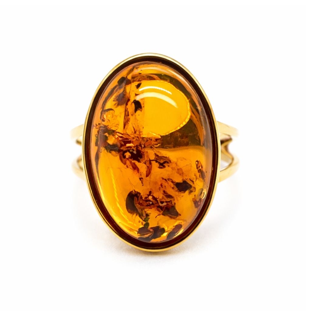 ring-silber-925-vergoldet-bernstein-goldlicht-1 Bernstein Ring Silber vergoldet 24 Karat Modell Goldlicht mit großem ovalem Bernstein.