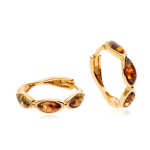 Bernstein Creolen Silber 925 vergoldet 24k Cognac