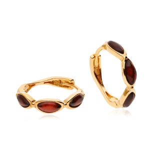 Bernstein Creolen Silber 925 vergoldet 24k Kirsche