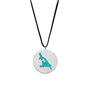 Halskette Silber 925 Usedom Insel „Inselträume” mit türkisfarbenem Emaille-Anhänger; Usedom Andenken und Geschenk