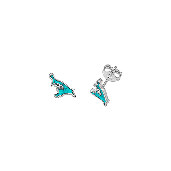 Ohrstecker Silber 925 Usedom Insel „Meeresblick” mit Insel-Motiv in Türkis; Usedom Geschenk und Souvenir