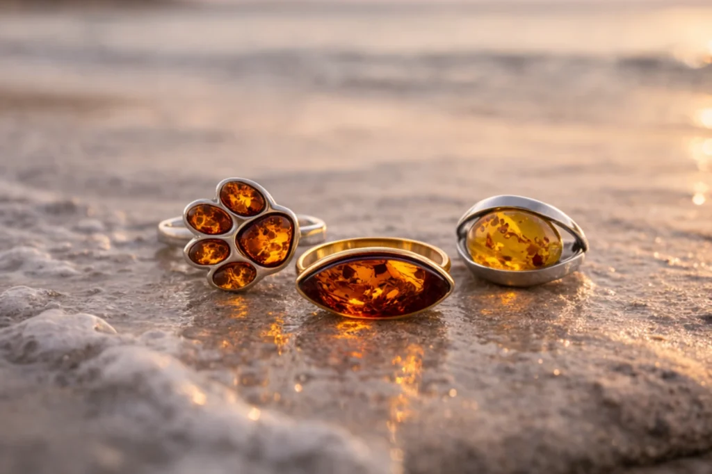 Bernsteinschmuck, Schmuck mit Ostseebernstein, Cognac, Honig