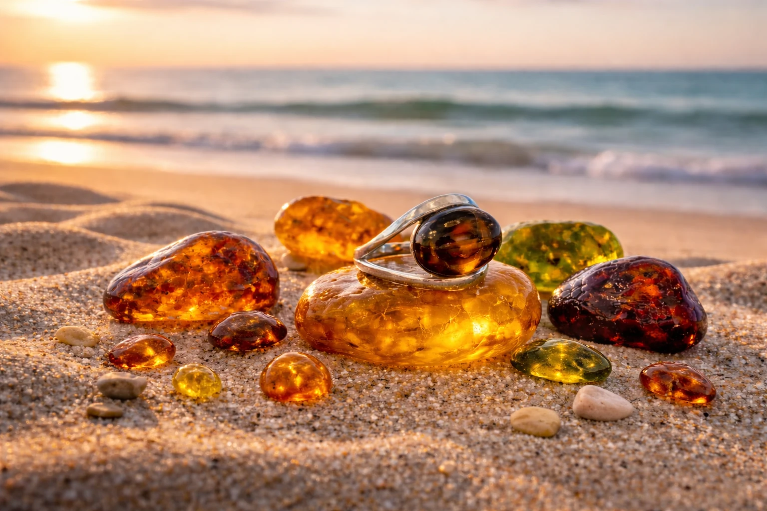 Bernsteinfarben: Milchweiß, Kirschrot, Gelb, Gold, Cognac, Honig, Grün, Bernstein, Bedeutung, Wert, Seltenheit; Ostsee Schmuck, Bernsteinschmuck