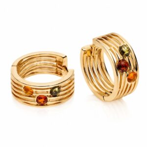 Creolen Bernstein Silber 925 24ct. vergoldet Goldene Dünen Mix mit echtem mehrfarbigem Ostseebernstein