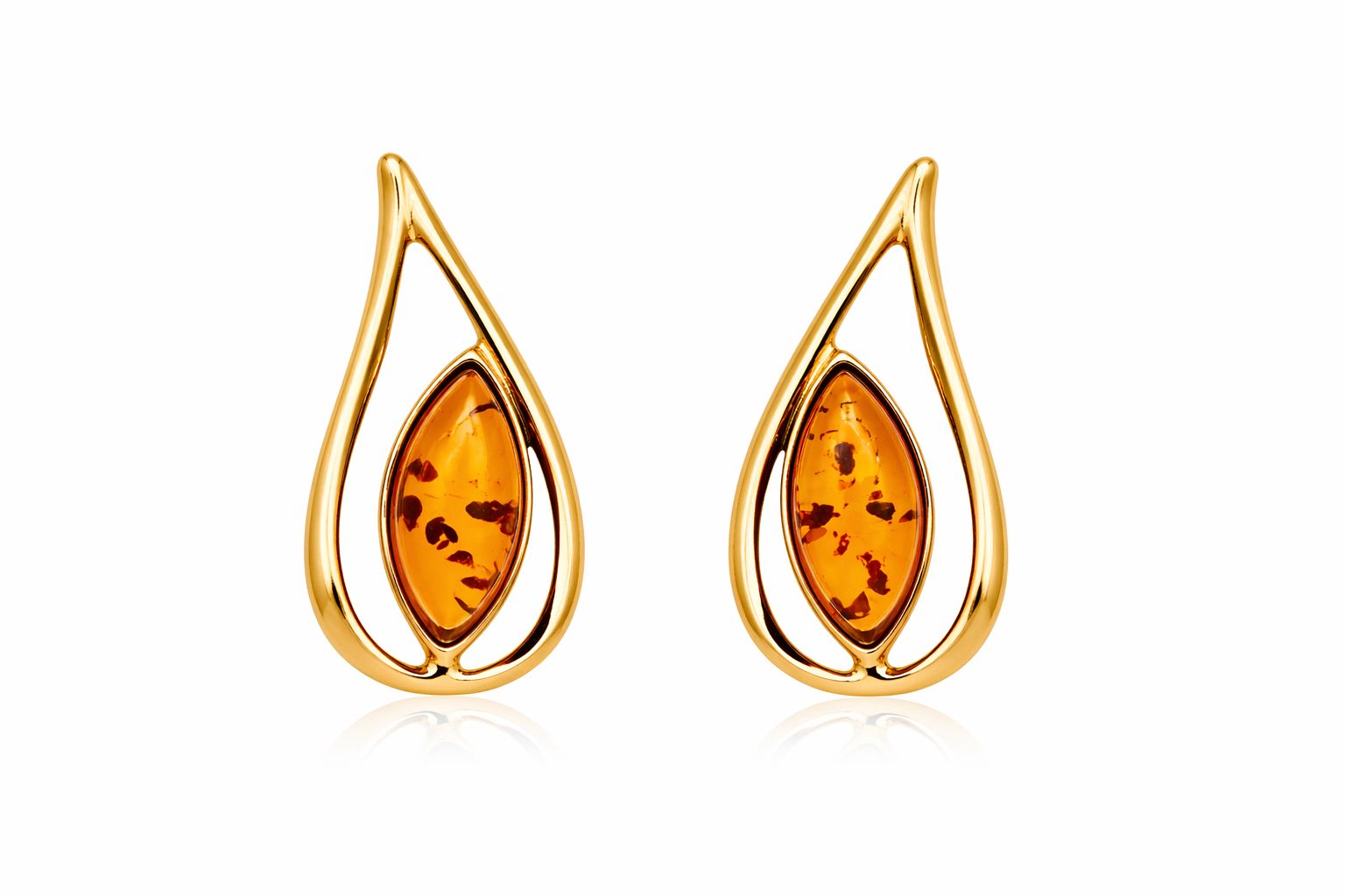 bernstein-ohrstecker-silber-vergoldet-flamme-cognac Bernstein Ohrstecker Silber 925 vergoldet Flamme Cognac